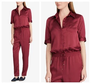 RALPH LAUREN CHIC SILKY BUTTON DOWN STRAIGHT LEG JUMPSUIT Sz 10 NWT $ 225 - Picture 1 of 1