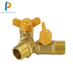 New 3 Way Shut off Ball Valve Hose Barb Y Shaped Valve 2 Switch Brass Fitting W - Picture 1 of 6