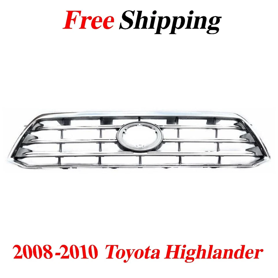 For 2008-2010 Toyota Highlander Chrome Front Grille Plastic TO1200307 - Imagem 1 de 4