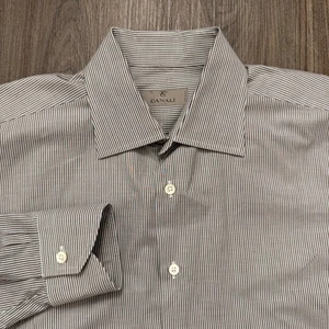 Camicia elegante uomo Canali righe fini Italia 41 16 cotone bottoni lusso - Foto 1 di 10