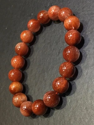 10.5mm Natural Red hair Rutilated Quartz Crystal Beads Bracelet - Image 1 of 4