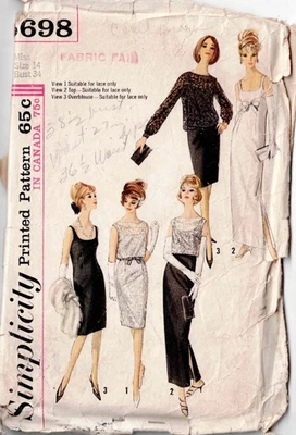Simplicity 5698 VTG Sewing Pattern Misses Evening Dress Overblouse Sz 14 B 34 - Image 1 of 2