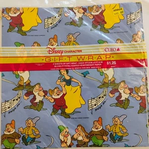 Lot of 3 Vintage Disney Snow White Cleo Gift Wrap Wrapping Paper (5 Sheets) - Picture 1 of 7