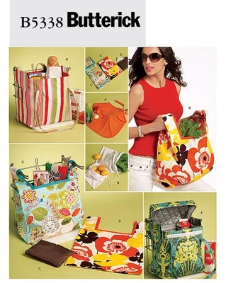Butterick Sewing Pattern B5338 Bags Grocery Tote Shopping Food 5 Styles OS UNCUT - Image 1 of 4