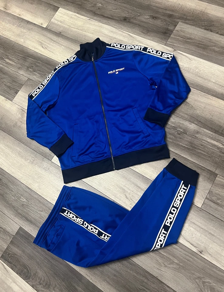 Polo Ralph Lauren Men's Tracksuit Matching Set Tape Trim Jacket XL + Pants Large - Image 1 of 4