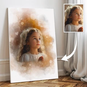 Remembrance Anniversary Watercolour Portrait From Photo, Custom Tribute Gift - Picture 1 of 9