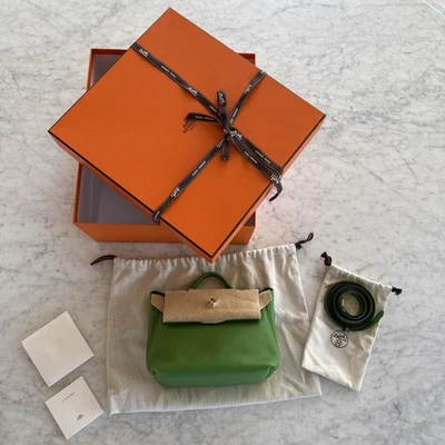 Worn ONCE! Authentic Hermes 24/24 21cm Vert Yucca In Swift Leather Palladium - Image 1 of 4