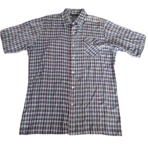 Vintage 70s Corzini Shirt 2XL Mens Plaid Button Up Shirt Single Chest Pocket - Picture 1 of 10