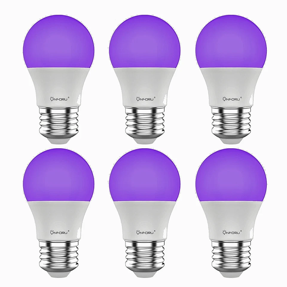 15W LED Black Light Bulbs UV A19 E26 120W 6 Pack - Image 1 of 4