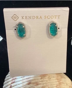 🆕 KENDRA SCOTT Ellie London Blue Stud Earrings-Silver Tone- NWOT - Picture 1 of 5
