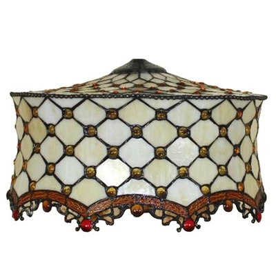 Pantalla de lámpara de 18 pulgadas, solo lámpara de vitral Tiffany chimenea sombrero de paja floral... Foto 1 de 4
