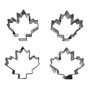 Wilton Maple Leaf Metal 3" Silver Cookie Cutters Set of 4 Baking Decor Crafts