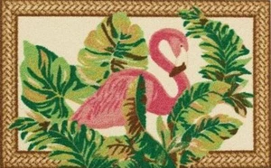 HEAVY DUTY KITCHEN ACCENT RUG (nonskid back) (20"x32") FLAMINGO & LEAVES,Enhance - Picture 1 of 13