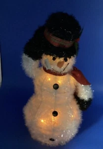 19” Electric Lighted Holiday Tinsel Snowman With Red Scarf By Mission Gallery - Picture 1 of 5