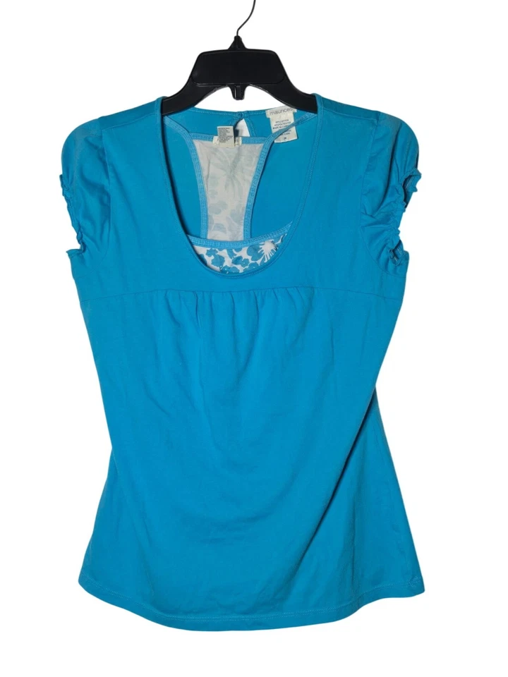 Camiseta sin mangas Maurices azul Babydoll cuello redondo y espalda deportiva floral talla M Y2K años 2000 Foto 1 de 4