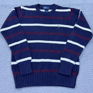Polo Ralph Lauren Sweater Boys M Striped Crew Knit Flesh Pony Long Sleeve Youth - Picture 1 of 10