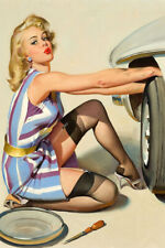 1960s Pinup Girl Poster Tire Quick Change Wall Art - POSTER 20"x30"
