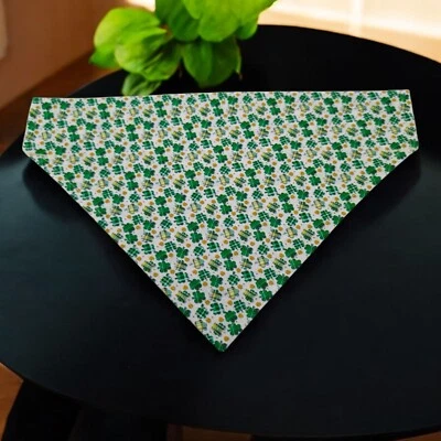 St Patricks Day Patch Shamrocks Dog Bandana Over Collar Bandanas Slide Scarf - Image 1 of 4