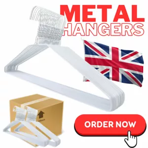 White Metal Strong Wire Coat Hangers 45cm Clothes Garment Suit Trouser Bar - Picture 1 of 4