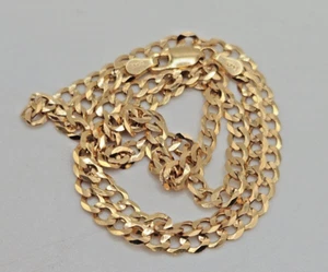 14 Kt Gelbgold Panzerkette massiv 16 Zoll lang x 3,6 mm 0,08 mm Karabinerverschluss - Bild 1 von 5