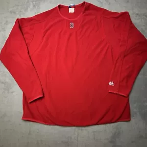 Boston Red Sox Majestic Fleece Base Sweatshirt Mens Large Red Warm Up Pullover - Picture 1 of 7