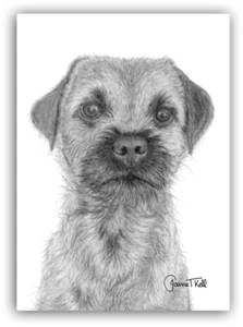 GRUSSKARTE GRENZE TERRIER - aus Originalzeichnung der Künstlerin Joanne T Kell - Bild 1 von 2
