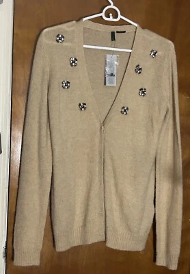 Stile Benetton Sweater Cardigan Rhinestone Accent Size M Medium NWT Mohair Wool - Image 1 of 4