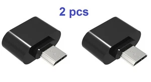 2x New Micro USB Male to USB 2.0 Female OTG Black Adapters For Smartphones - USA - Picture 1 of 3