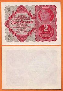 AUSTRIA 1922 UNC 2 Kronen / Korona / Korun / Koron / Corone / Kron / Kruna P- 74 - Picture 1 of 1