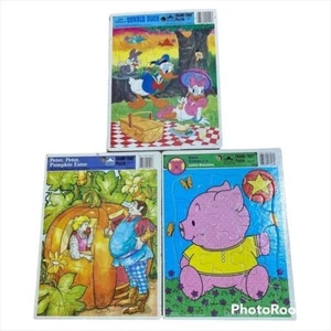 Vintage Puzzle Konvolut Rahmen Tablett Disney Donald Duck Little Beasties - Bild 1 von 5
