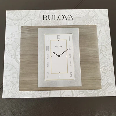 Reloj Bulova Woodside de escritorio con esfera metálica B1237 caja de madera gris nuevo en caja Foto 1 de 4