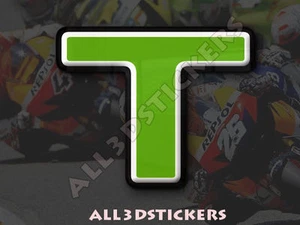 3D Stickers Resin Domed LETTER T - Color Green - 25 mm(1 inch) Adhesive Decal - Imagen 1 de 1