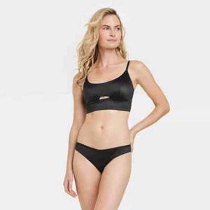 Women's Satin Black Cheeky Underwear - Auden(M) New - Picture 1 of 5