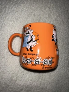 Ireland Coffee Mug, John Hinde, Sheep Ceramic Embossed Orange 3.5" Funny, Cup - Picture 1 of 5