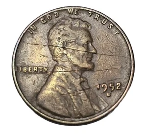 1952 D Lincoln Wheat Cent Major Die Break Mint Error BR Toned Eye Appeal Coin - Picture 1 of 13