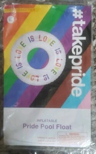PRIDE Pool Float Love Is Love LGBTQ  Gay Inflatable 33” RAINBOW PRIDE New! - Picture 1 of 2
