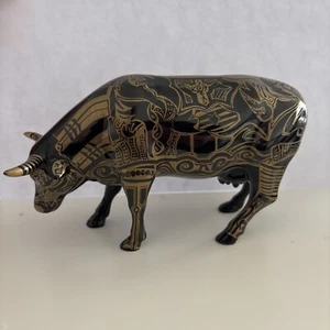 Cow Parade Retired Tattooed Bovine Figurine Westland Giftware 2000 Black Gold - Picture 1 of 8