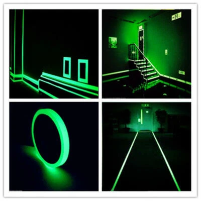Glow In The Dark Sticky Tape Self Adhesive Luminous Tape Safety Film Sticker UK - Image 1 of 4
