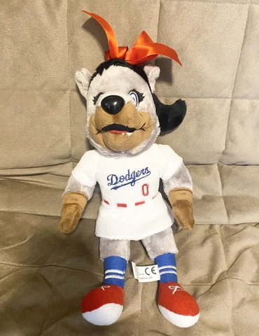 ⚾️   Baseball Dodgers 11" Mascot BROOKLYN Bean Plush Red Bow Cover
