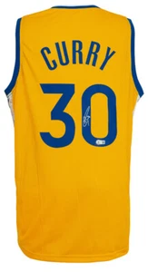 Stephen Curry Signed Yellow Custom Basketball Jersey - (Beckett COA) - Picture 1 of 4