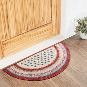 VHC Celebration Jute Half Circle Rug 16.5x33~ Americana Farmhouse - Picture 1 of 6