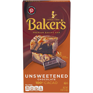 Baker'S Premium Unsweetened Chocolate Baking Bar, 4 Ounce