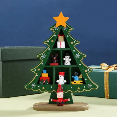 Mini Christmas Wooden Tree Cedar Desk Home Office Fireplace Decor Wood Ornaments - Image 1 of 4