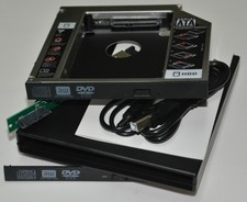 USB DVD RW External Enclosure Case + Sata 2nd HDD SSD Hard Drive Caddy Adapter