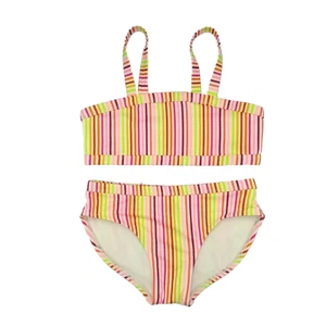 Cat & Jack Girls Candy Striped Bikini Multicolor XS 4/5 Swimwear Beach Pool Swim - Picture 1 of 10