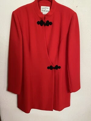 Chaqueta de traje largo vintage Rickie Freeman Teri Jon talla 10 Foto 1 de 4