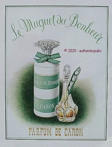 PUBLICITE CARON PARFUM LE MUGUET DU BONHEUR FLEUR FLACON DE 1953 AD PUB RARE - Picture 1 of 1