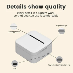 Mini Thermal Printer White Portable Thermal Printer 200dpi BT Multifunctional - Picture 1 of 24