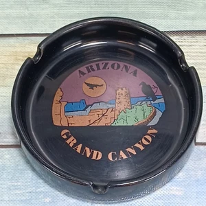 Vintage Arizona Grand Canyon Souvenir Glass/Ceramic Ashtray Black - Picture 1 of 5