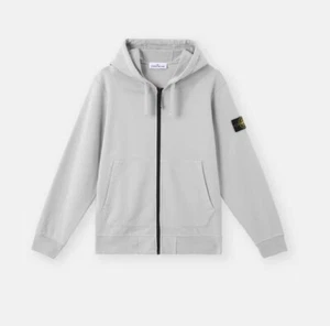 STONE ISLAND (6100042 ) ZIP-UP HOODED - PEARL GREY - Picture 1 of 4